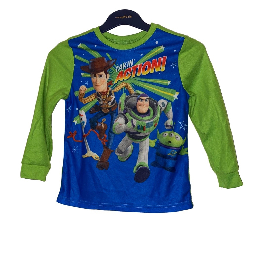 Boys Disney Pixar Toy Story Pajama Set Size 6/7 Green Blue
